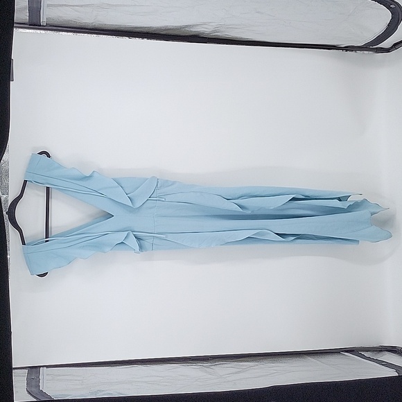 Zara Flowy Pastel Light Blue Midi Dress  Size Large NWT - Picture 5 of 13